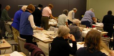 Workshop participants painting their cranes