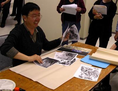 David Hu with photocopies