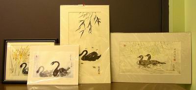 Trumpeter swan paintings by Charles Leung