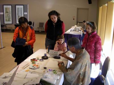 Marie Ikeda demonstrates sumi-e painting