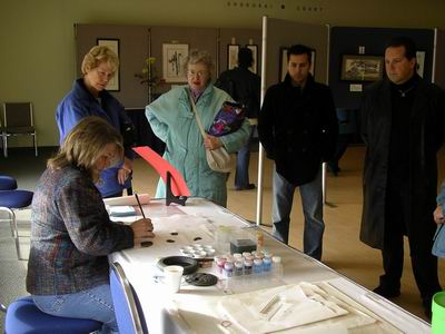 Diana Bullock demonstrates on rice paper